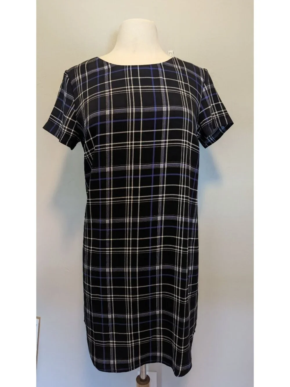 Cynthia Rowley Plaid Short Sleeve Shift Dress Size 10 Preppy, Corpcore